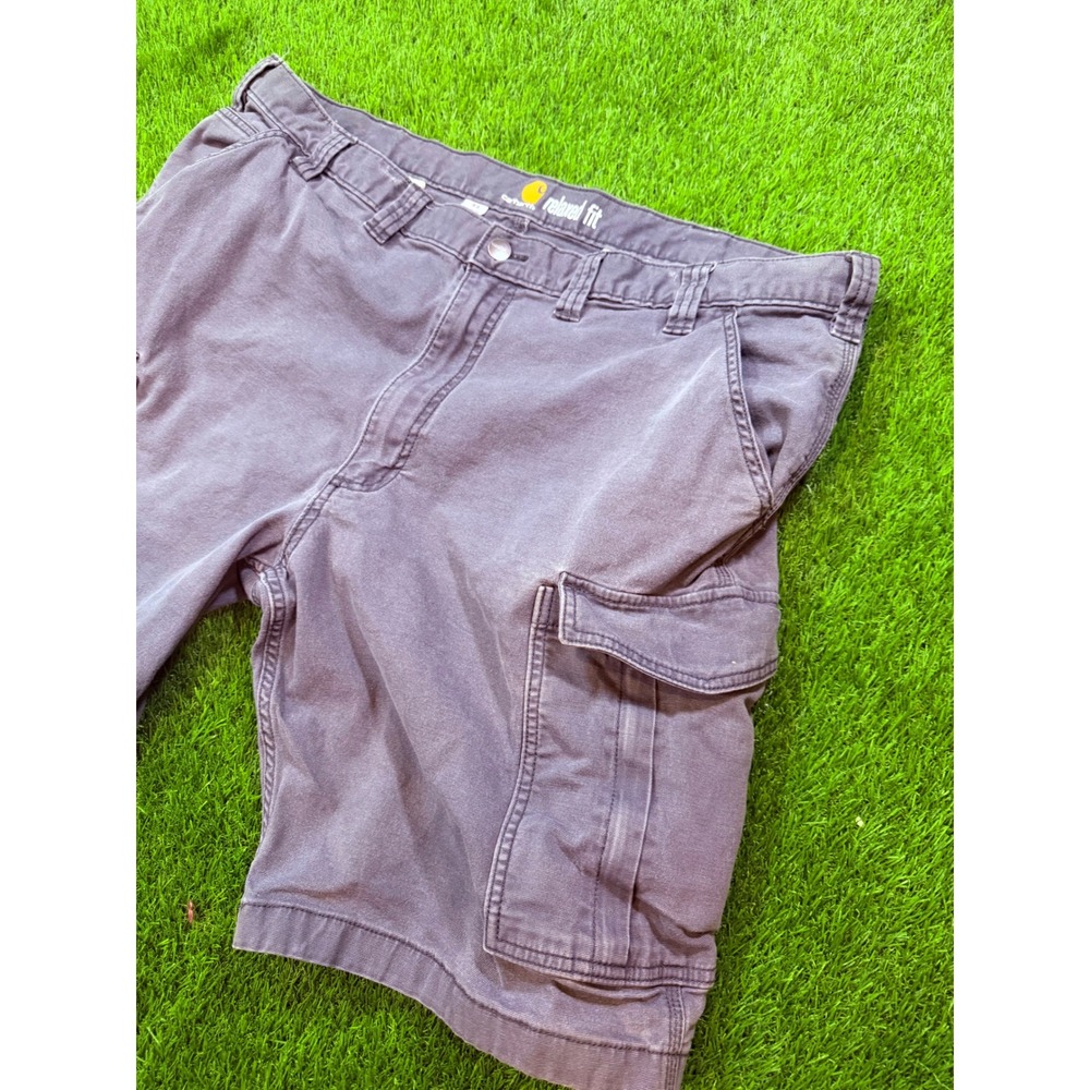 Carhartt Mens Relaxed Fit Cargo Shorts Gray Purple Size 44 Workwear Casual